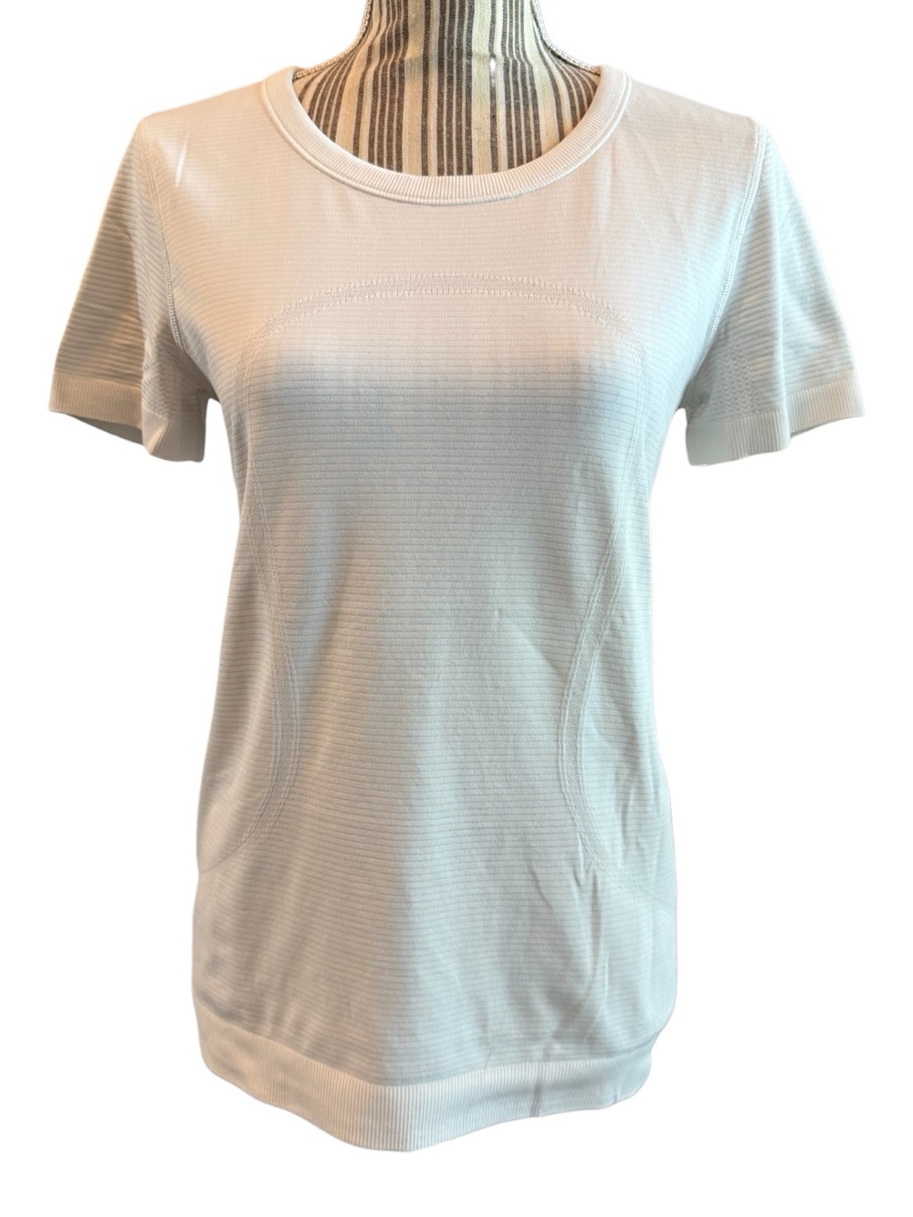 lululemon athletica White Short-Sleeve Active Tee stripes